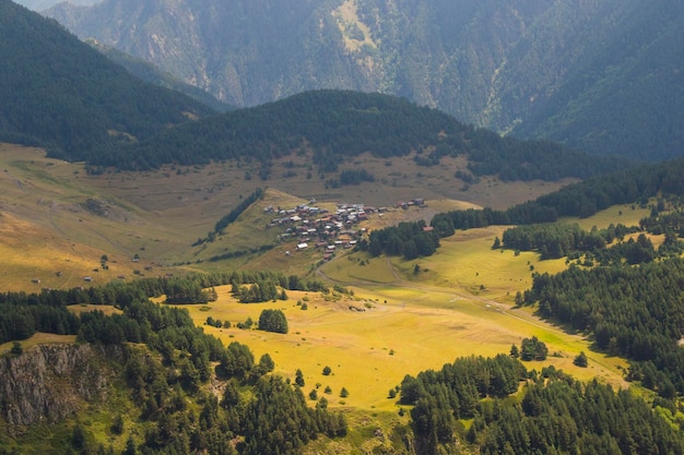 Tusheti mountain landscape and view high angle Georgian nature