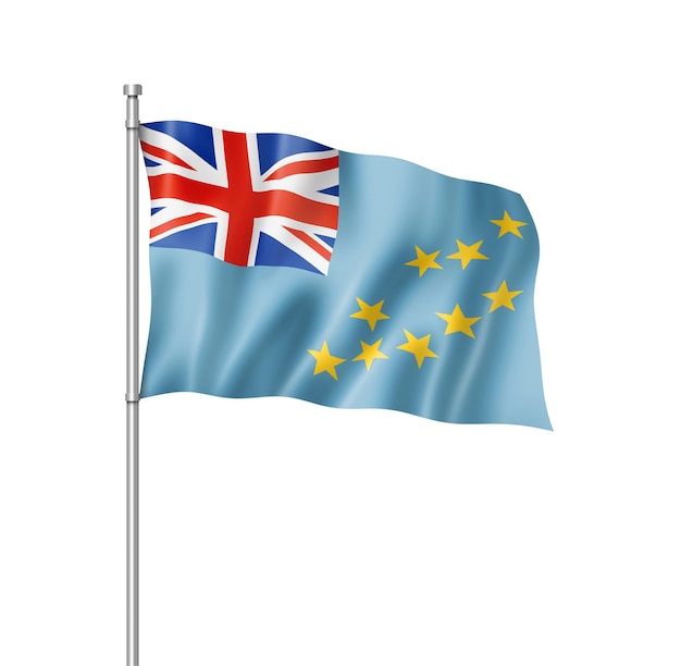 Tuvalu flag three dimensional render  isolated on white