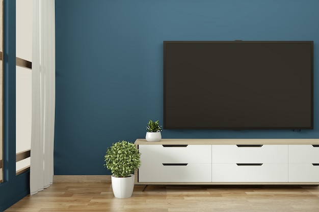 Tv cabinet in zen modern empty room janapese minimal style