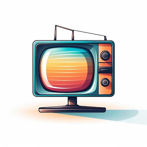 TV Icon Depicted on White Background