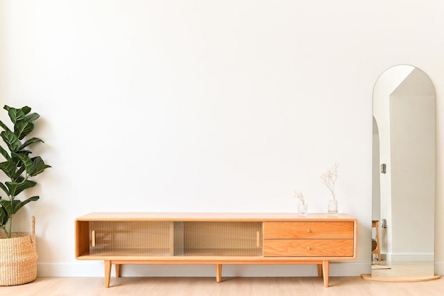 A tv stand in a living room with a tv