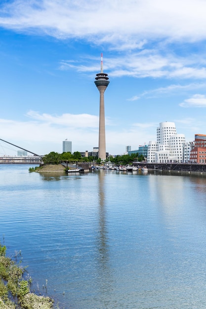 Tv Tower Dusseldorf medienhafen at summer