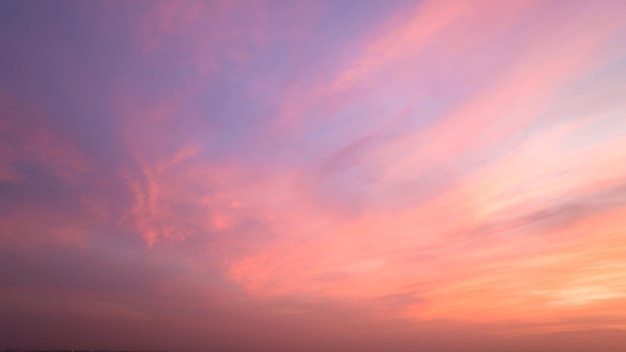 Twilight sky with effect of light pastel tone Colorful sunset of soft clouds for background abstrac concept