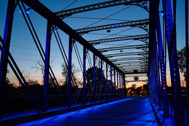 Twilight Walk on the Illuminated Wells Street Bridge Fort Wayne