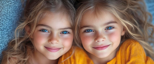 Twin Girls Smiling Together