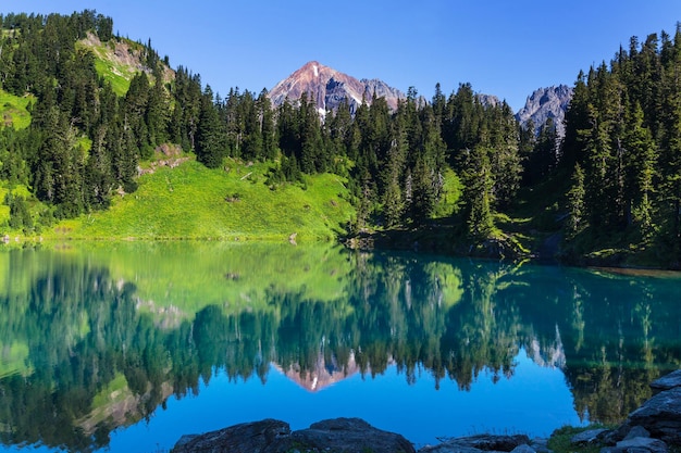 Twin lakes in Mt.Baker Recreational Area,Washington, USA