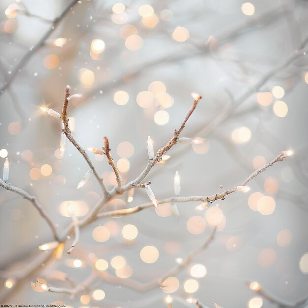 Photo twinkling lights on a winter branch