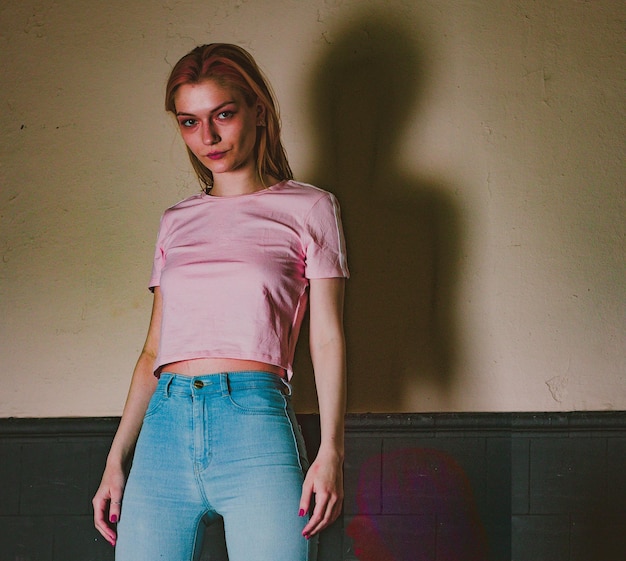 Twins sisters in jeans