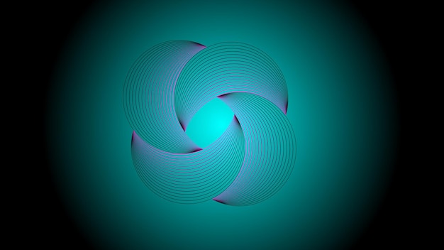 Twisted abstract pink and cyan color line on black and cyan color background