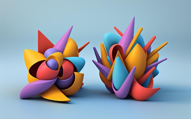 Twisted Kaleidoscope 3D Illustration of Vibrant and Twisting Colorful Shapes