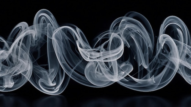 Photo twisted plumes of smoke smoke movement on a black background abstract smoke lines