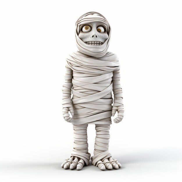 Photo twisted rubber mummy unique cel shaded 3d character with shiny eyes