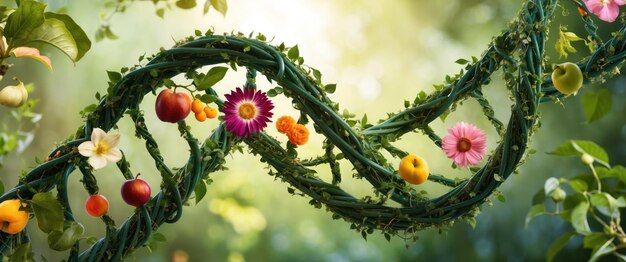 Photo a twisting dna helix of vines showcasing natures beauty and organic growth