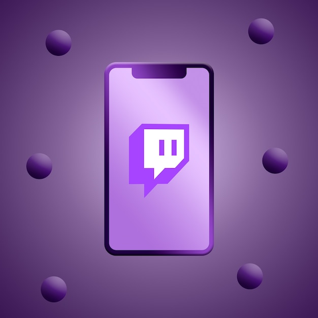 Twitch logo on phone screen 3d rendering