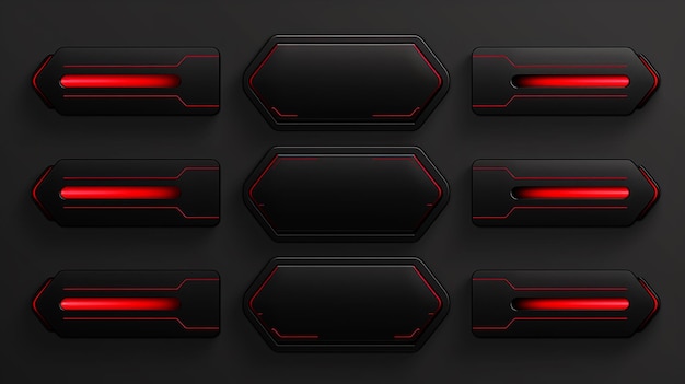 Photo twitch stream panels in red and black color set