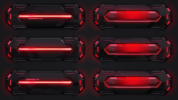 Photo twitch stream panels in red and black color set