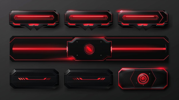 Photo twitch stream panels in red and black color set