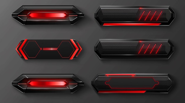 Photo twitch stream panels in red and black color set