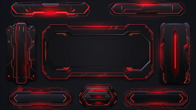 Twitch Stream Panels in Red and Black Color Set