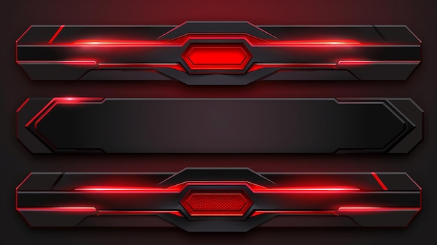 Photo twitch stream panels in red and black color set