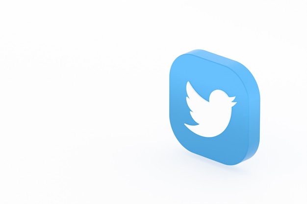 Twitter application logo 3d rendering on white background