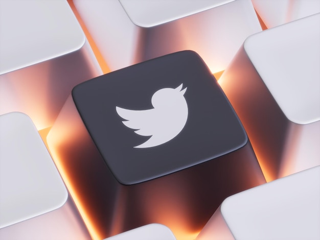 Twitter Keycap Press Button Close Up Social Media Marketing 3D Illustration Render