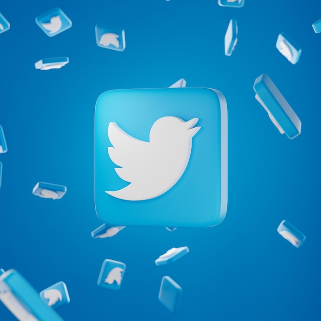 twitter logo with scattered pile of icons background