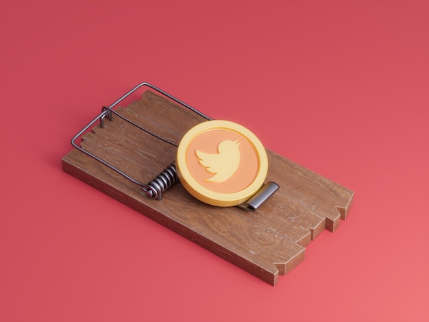 Twitter Social Media Mouse Trap Catch Risk Danger Hunt Danger Invest 3D Illustration