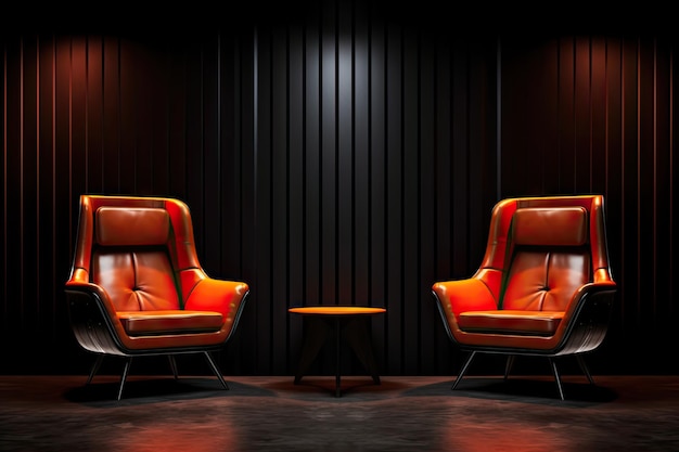 Two armchairs isolated in the studio with copy space Job interview room and also for interviews