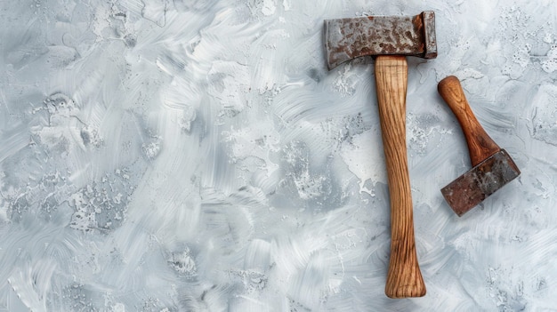 Two Axes On Gray Concrete Background