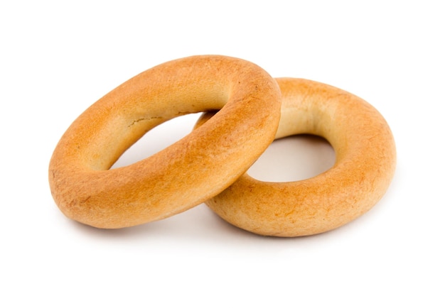 Two bagels isolated on a white background