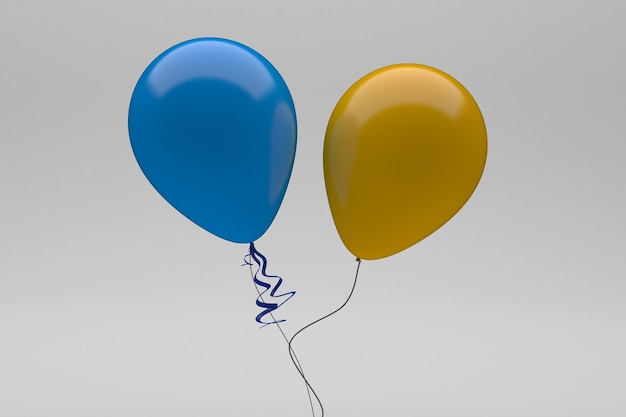 Two Balloons Front Side Isolated In Grey Background