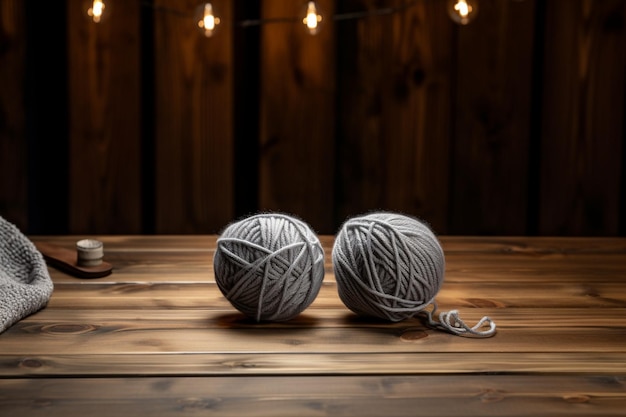 Two Balls Knitting Yarn Resting