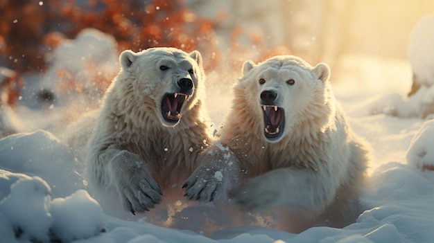 Two bear at winter Generative Ai