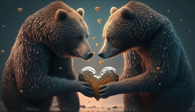 two bears in love Generative AI