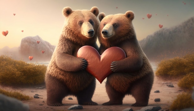 two bears in love Generative AI