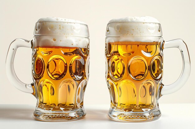 Two beer mugs in white background high quality high resolution