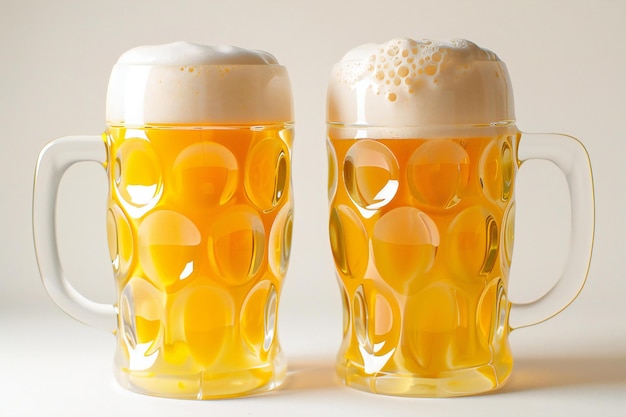 Two beer mugs in white background high quality high resolution