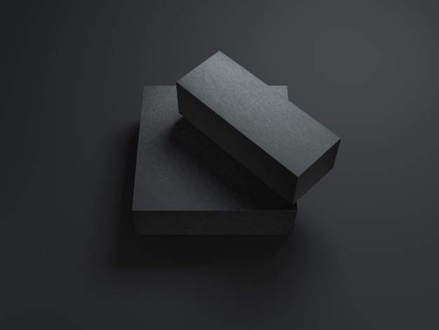 Two Black Boxes Mockup, 3d rendering