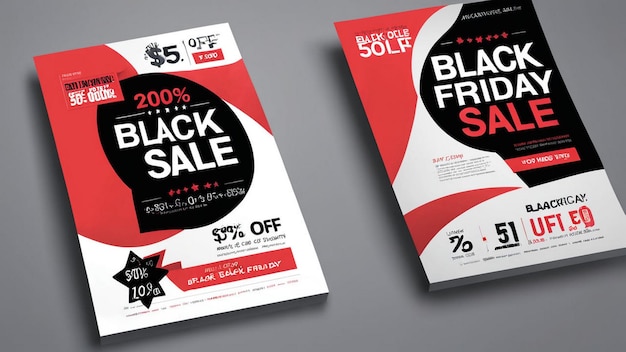 Photo two black friday sale signs are displayed on a gray background