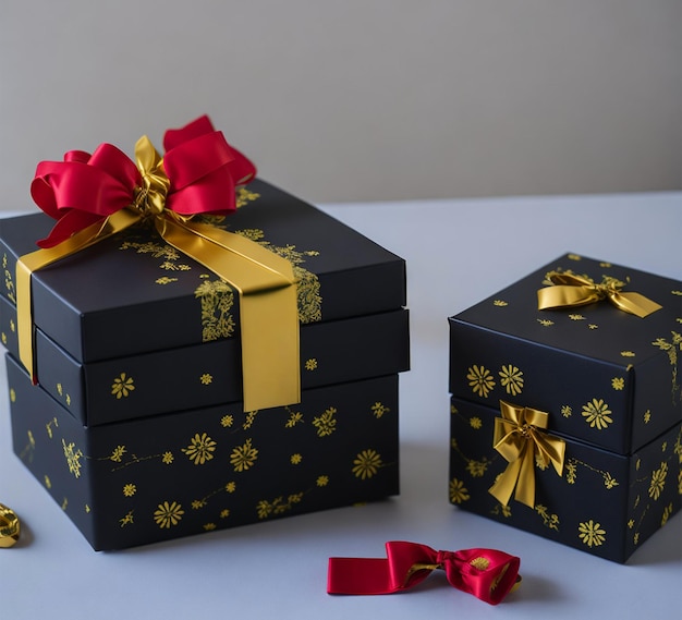 Two black gift boxes