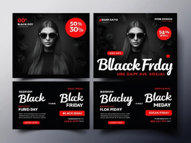 Photo two black and red posters for black friday friday sale