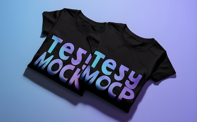 Two Black TShirts Displayed with Shadowing MockUp Design