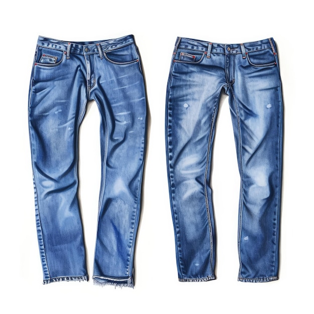 two blue jeans are side by side one of which has the word quot seiko quot on the bottom