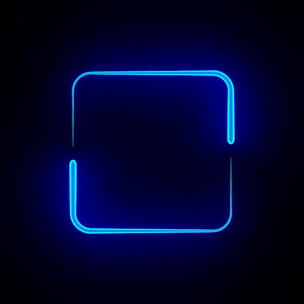 Photo two blue neon element on black background 3d illustration rendering