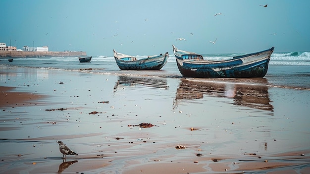 two boats are on the beach