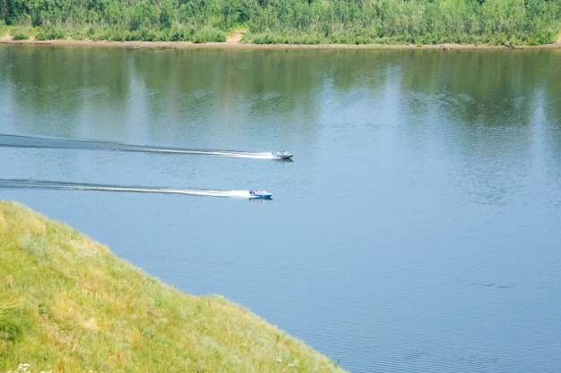 Two boats on river