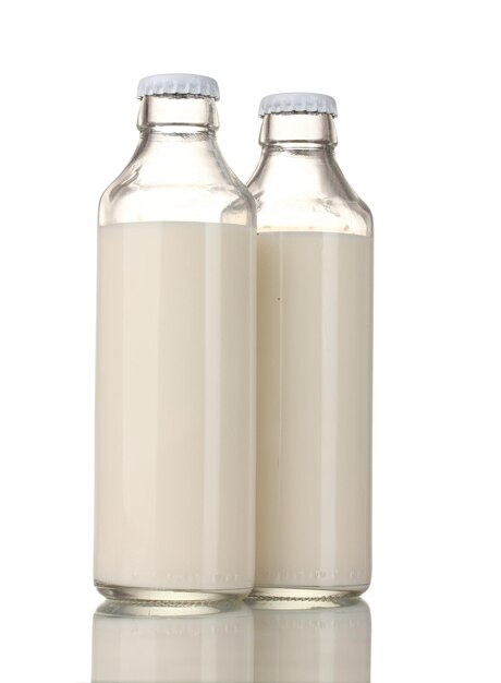 Two bottle of milk isolated on white