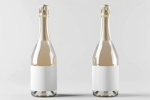 Photo two bottles of champagne on a white surface