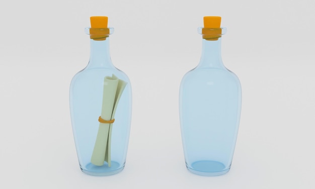 Two bottles of a message in a bottle